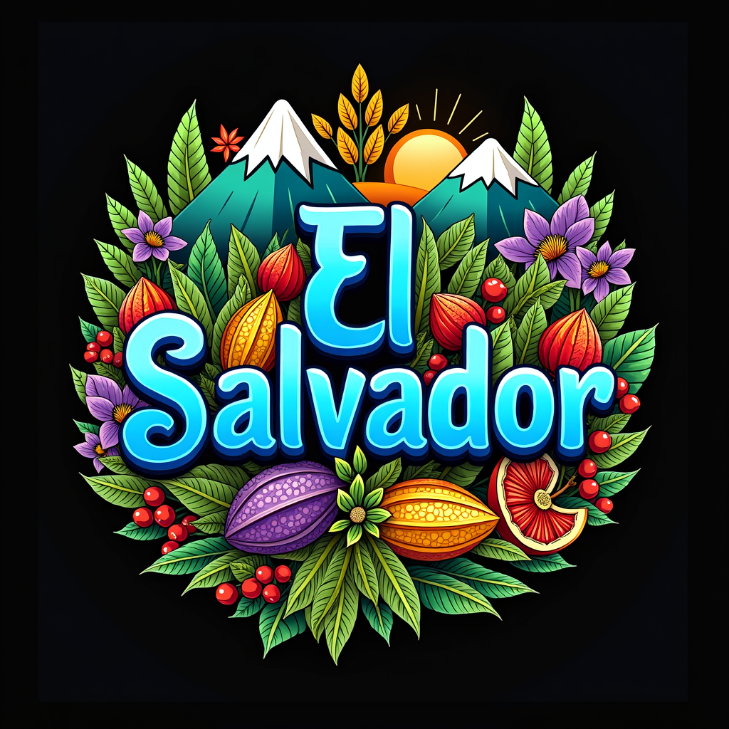 Colorful El Salvador Art with Cultural Icons