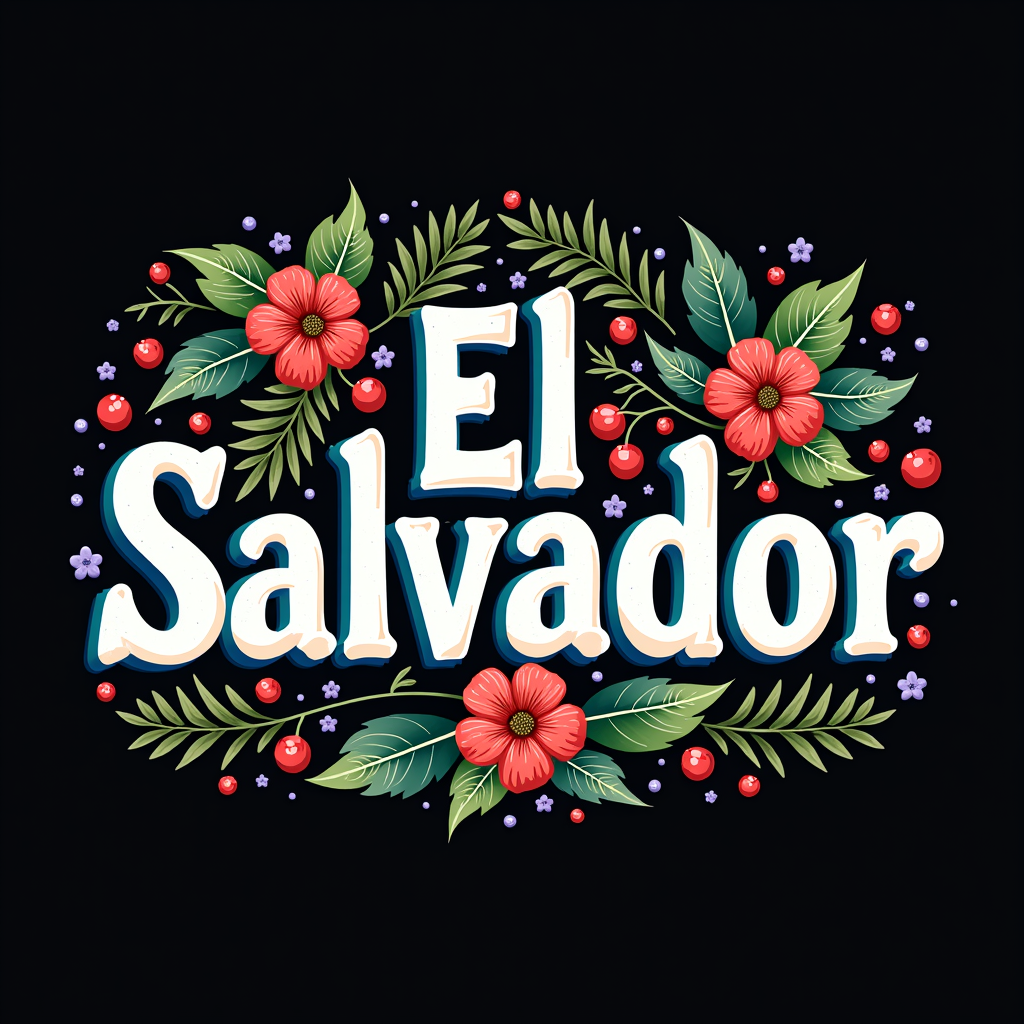 Colorful El Salvador Art with Cultural Icons