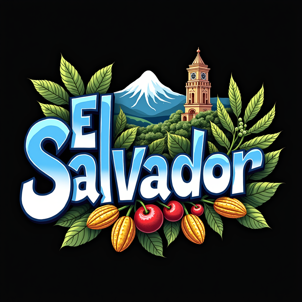 Colorful El Salvador Art with Cultural Icons