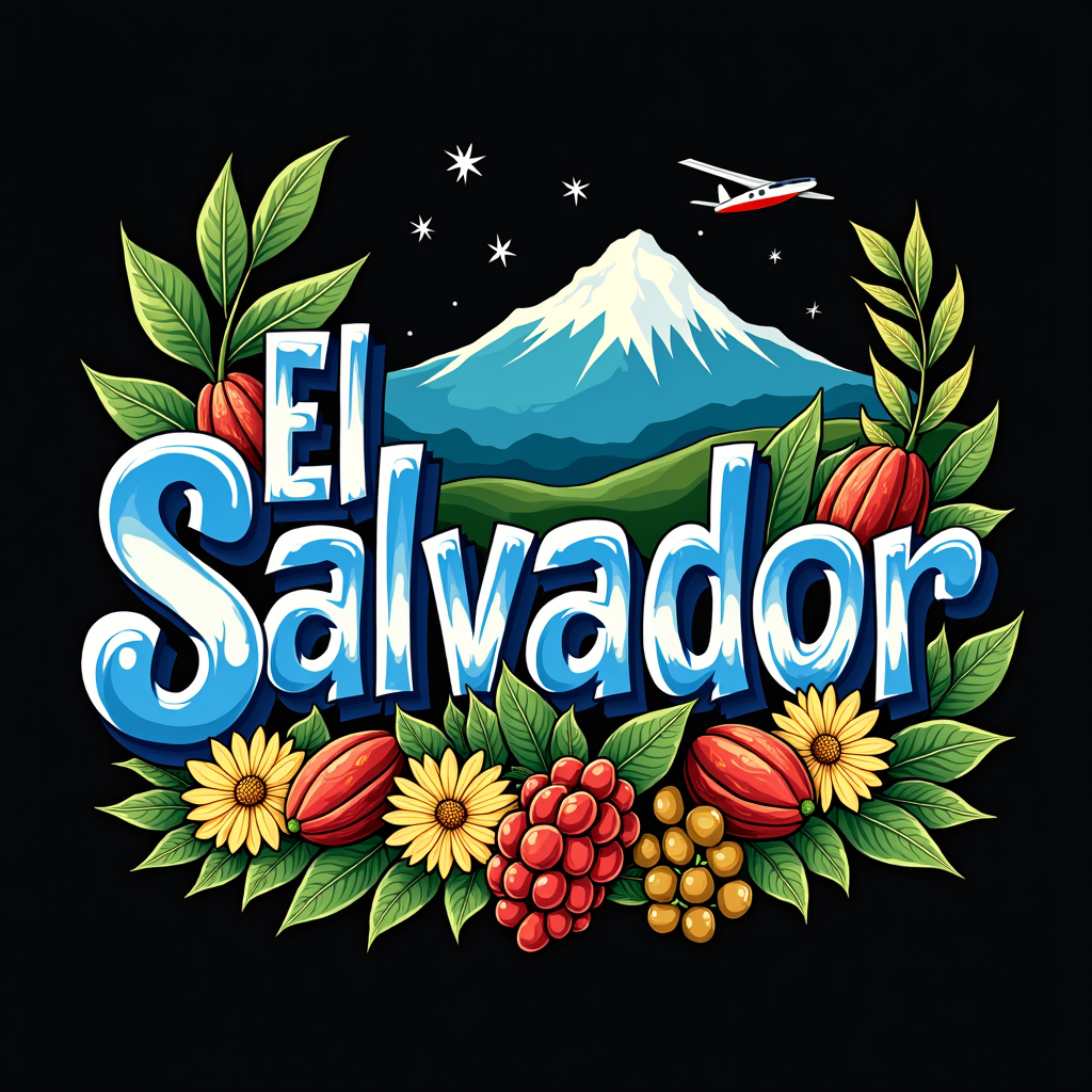 Colorful El Salvador Art with Cultural Icons