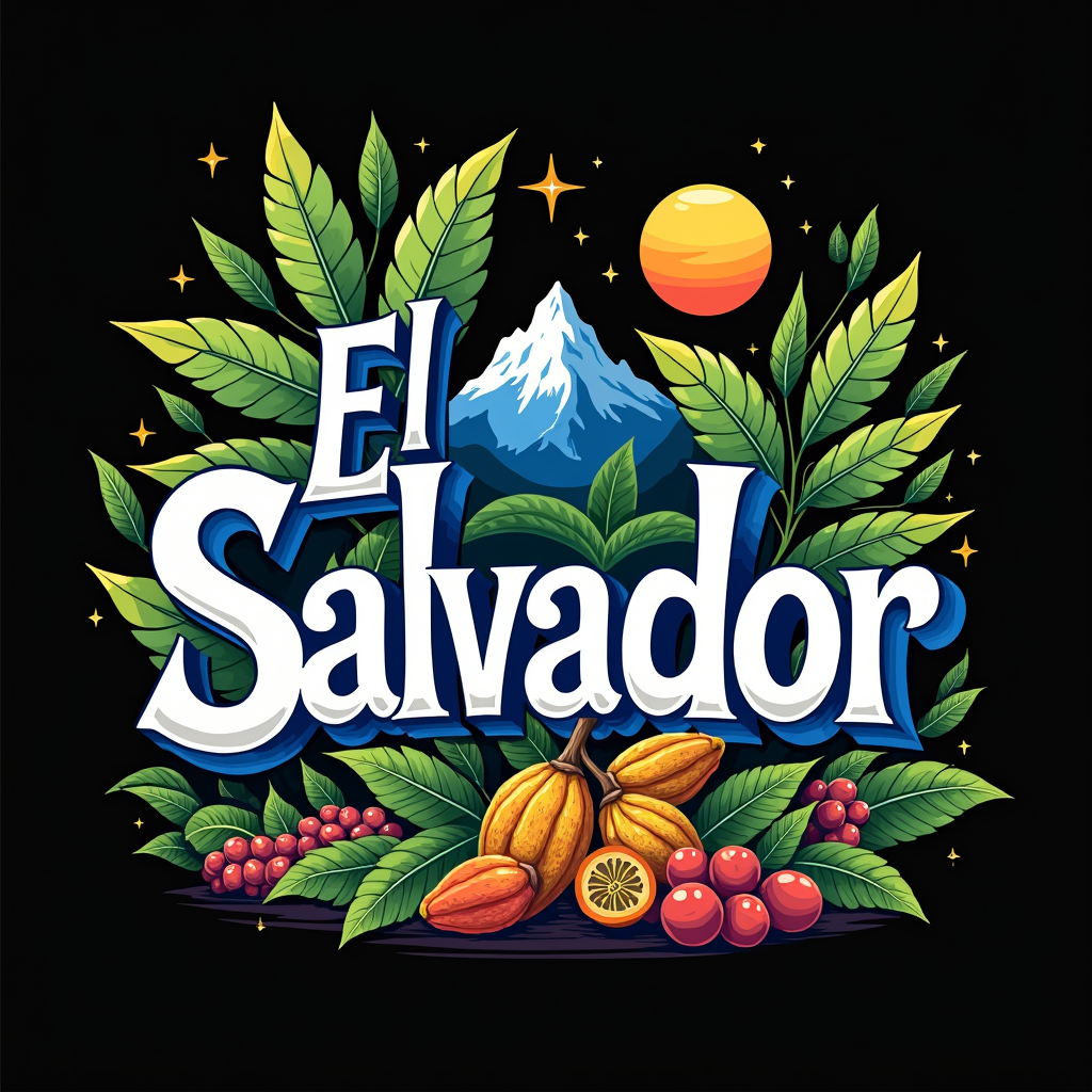 Colorful El Salvador Art with Cultural Icons