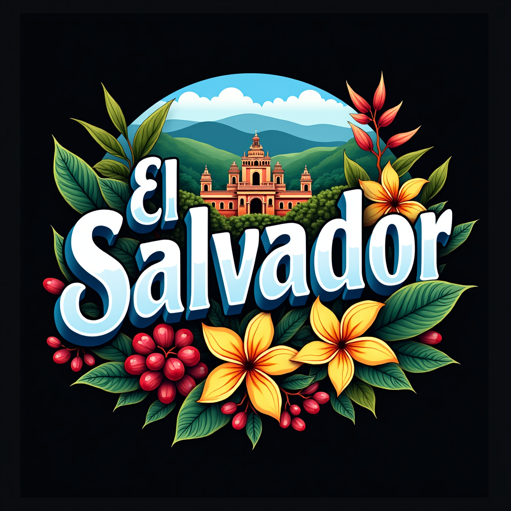 Colorful El Salvador Art with Cultural Icons