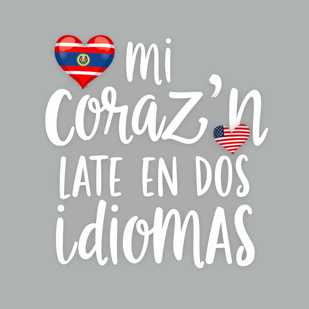 Bilingual Heartbeat Design with USA & El Salvador Flags