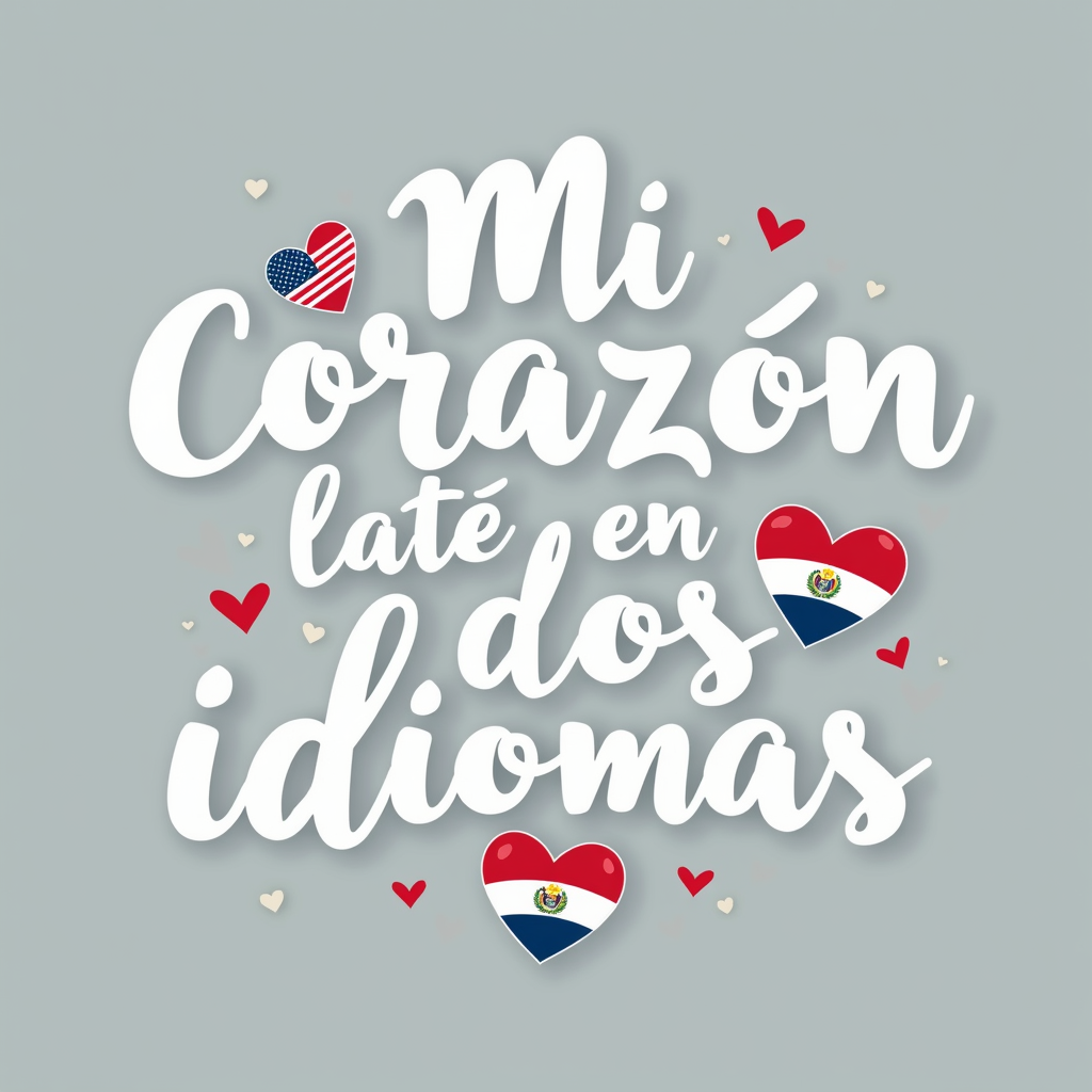 Bilingual Heartbeat Design with USA & El Salvador Flags