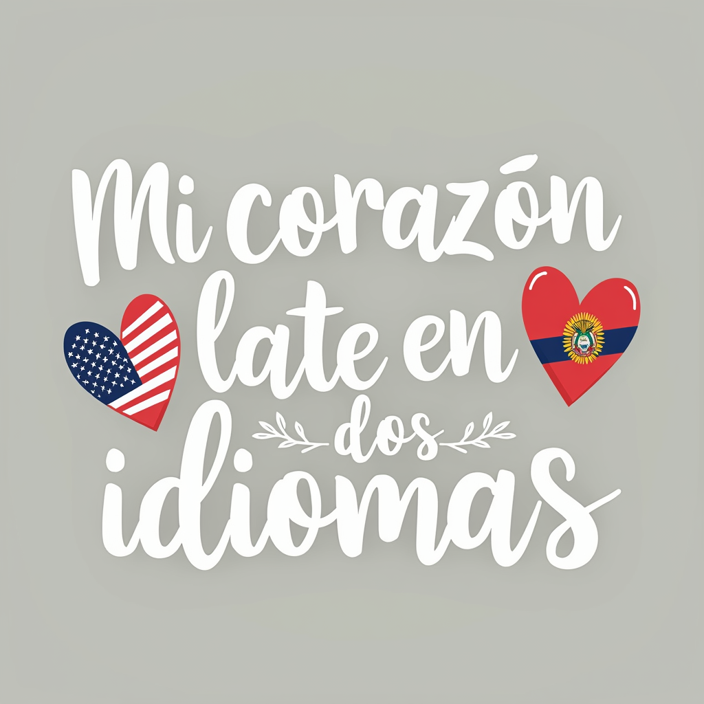 Bilingual Heartbeat Design with USA & El Salvador Flags