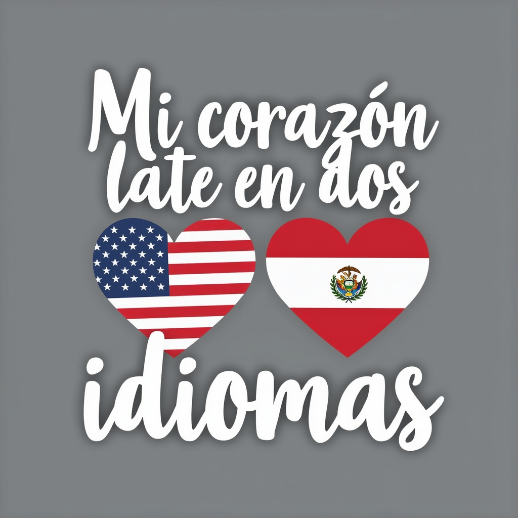 Bilingual Heartbeat Design with USA & El Salvador Flags