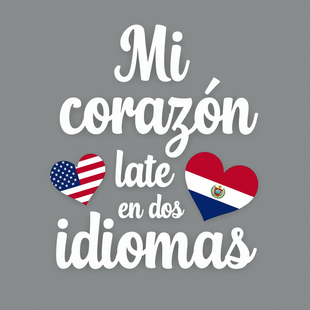 Bilingual Heartbeat Design with USA & El Salvador Flags