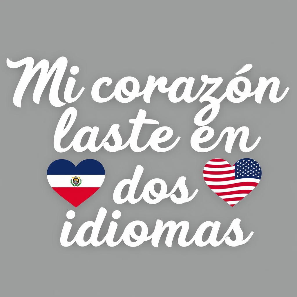 Bilingual Heartbeat Design with USA & El Salvador Flags