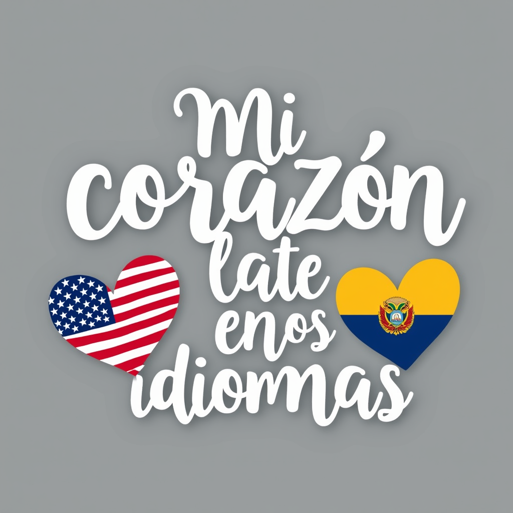 Bilingual Heartbeat Design with USA & El Salvador Flags