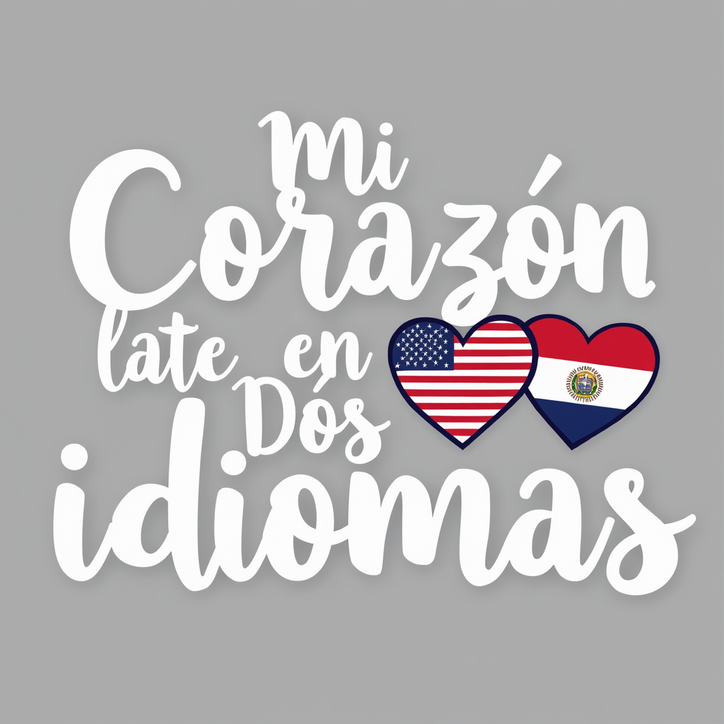 Bilingual Heartbeat Design with USA & El Salvador Flags