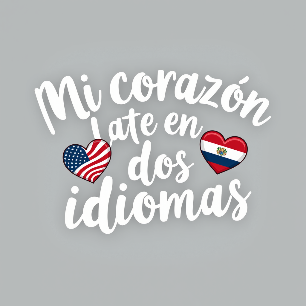 Bilingual Heartbeat Design with USA & El Salvador Flags