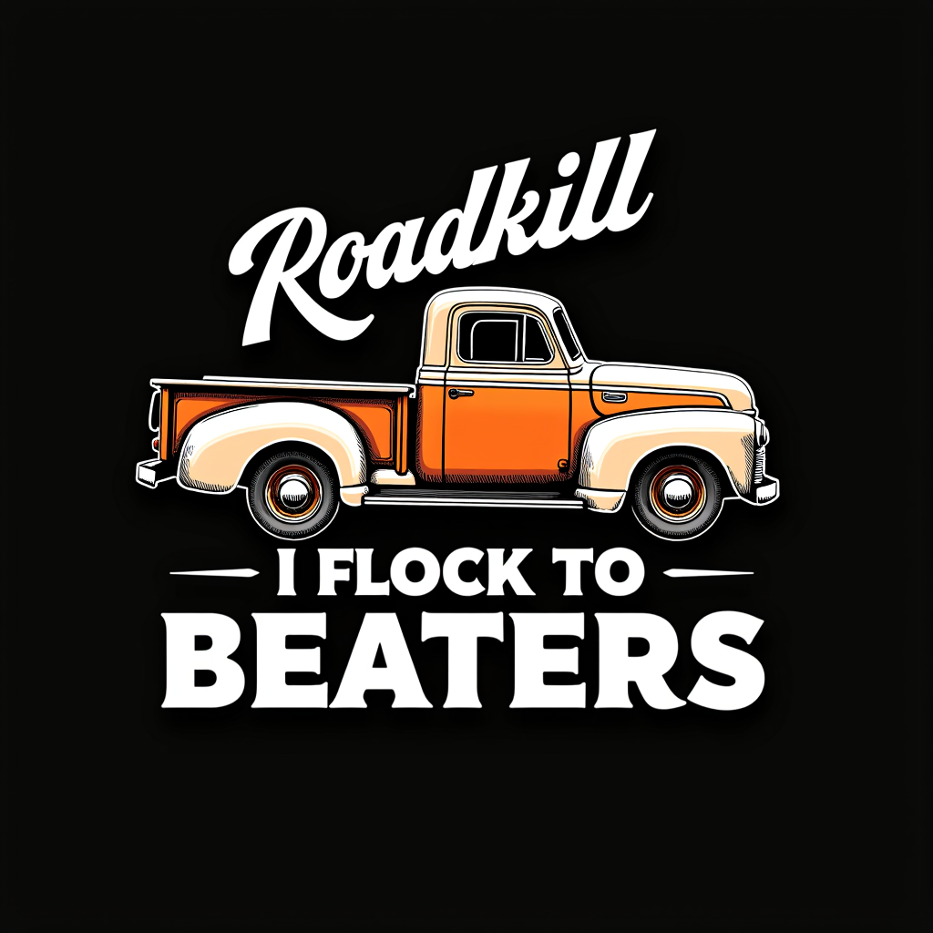 Roadkill Design with Classic Truck and Humor