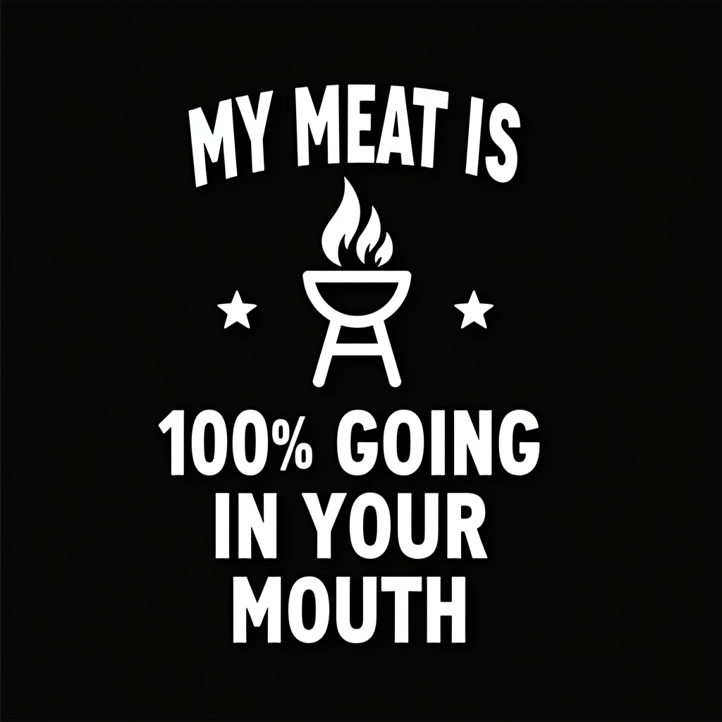 My Meat Is 100% Going In Your Mouth - Funny BBQ Graphic