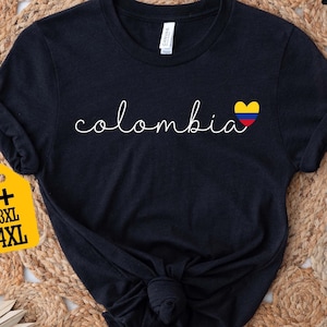 Colombia Shirt, Heart Flag Design, Minimalist Pride Tee, Travel Gift, South America Souvenir, Vacation Shirt, Unisex T-Shirt