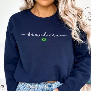Brazil Sweatshirt, Brasileira Brazilian Flag Crewneck Pullover, Unisex