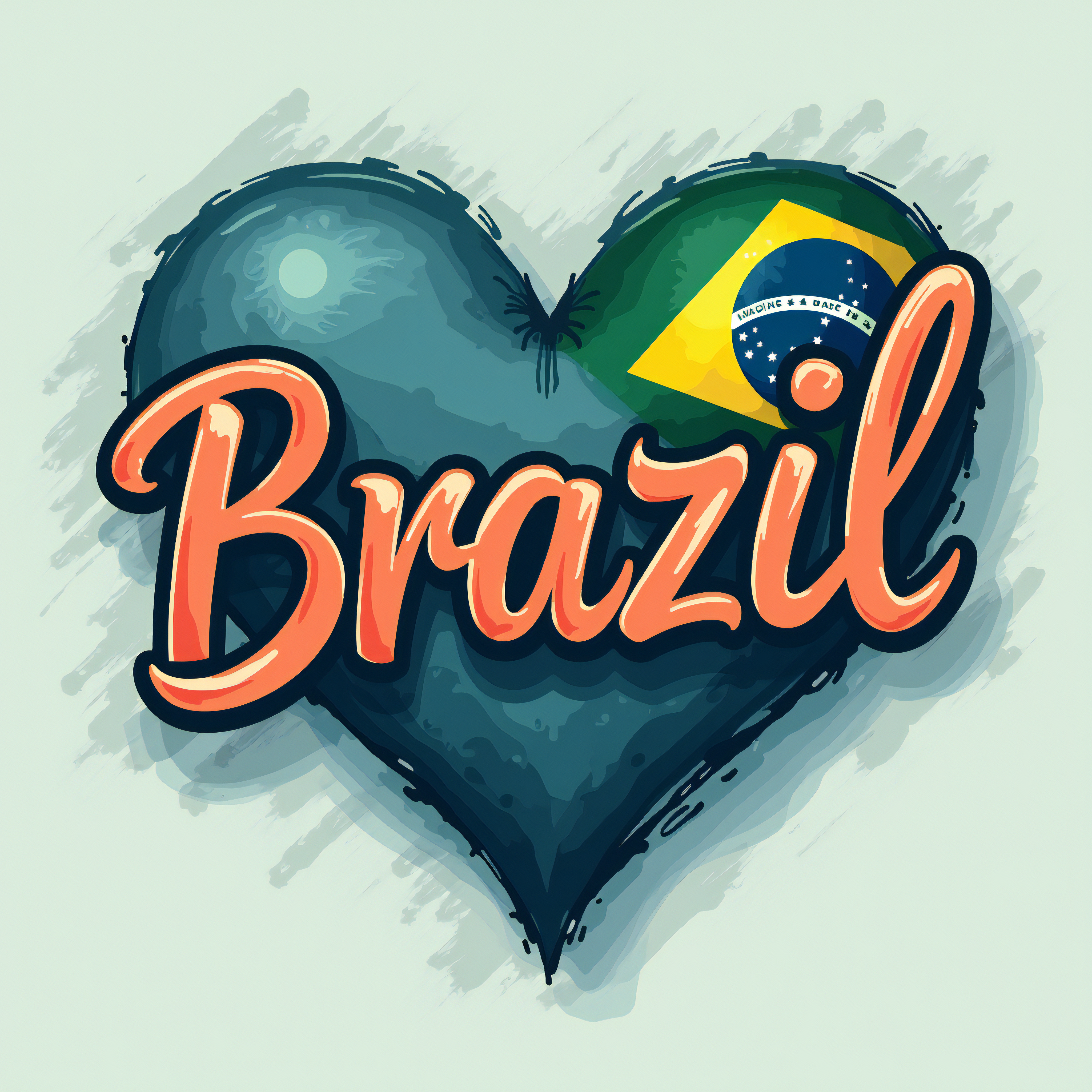 Minimalist Brazil Heart Design with Stylish Script